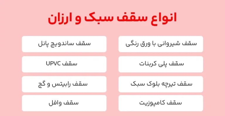 انواع سقف سبک  و ارزان